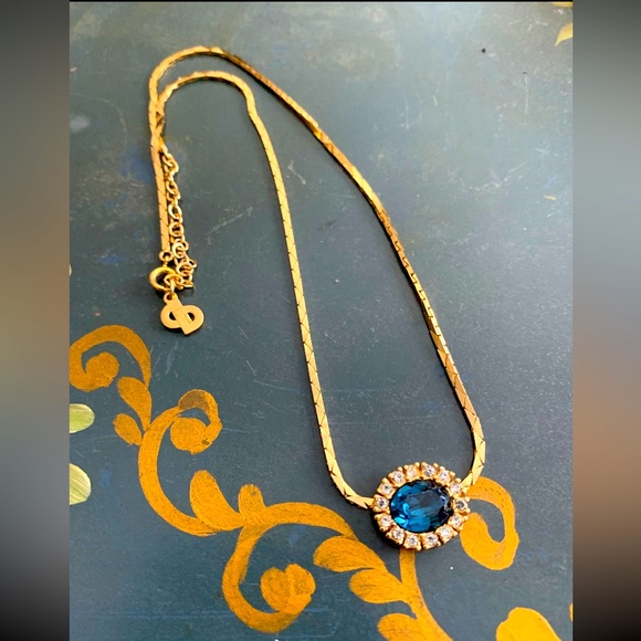Gorgeous 1990’s Vintage Christian Dior gold-tone and blue signed Necklace - Picture 3 of 6